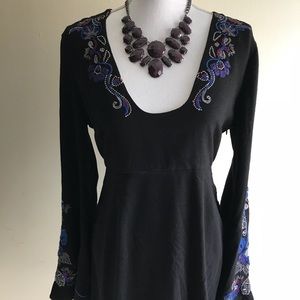 Free People Black Embroidered Dress